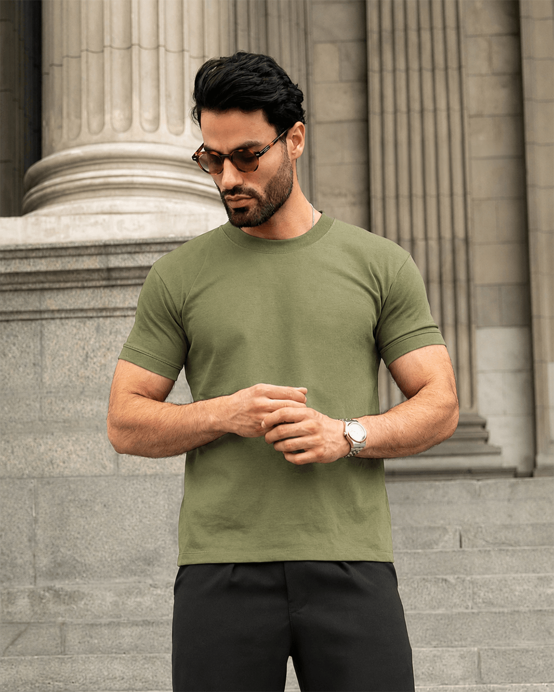 Polo Luxury color verde, vista frontal