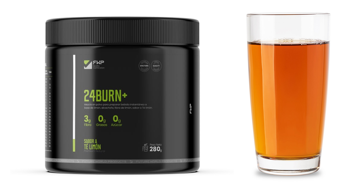 24BURN+ bebida en polvo con té verde y alcachofa, envase de 280 g sabor té limón - Allin+