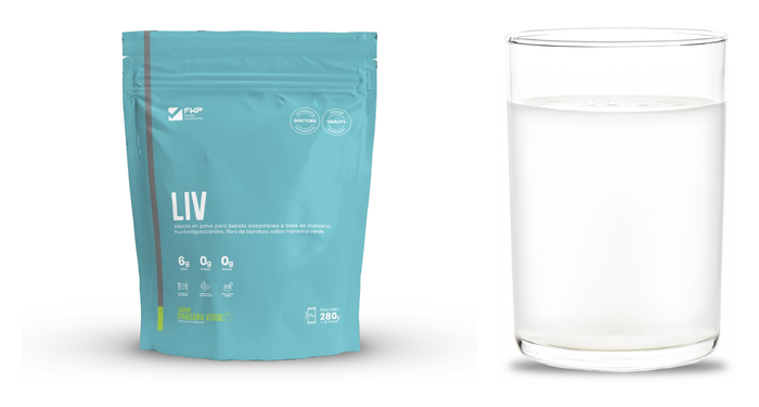 LIV fibra con probióticos en polvo, envase de 280 g sabor manzana verde - Allin+