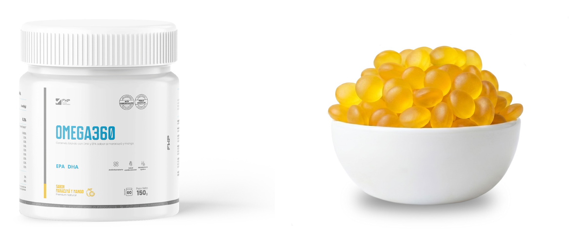 OMEGA360 omega-3 en gomitas, envase de 150 g sabor maracuyá y mango - Allin+