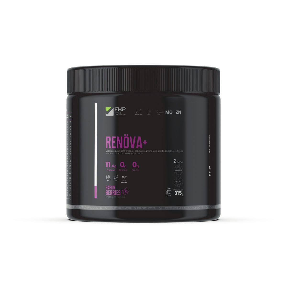 Vaso con bebida de RENÖVA+ colágeno preparada