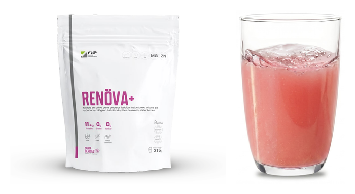 RENÖVA+ colágeno hidrolizado en polvo, envase de 315 g sabor berries - Allin+